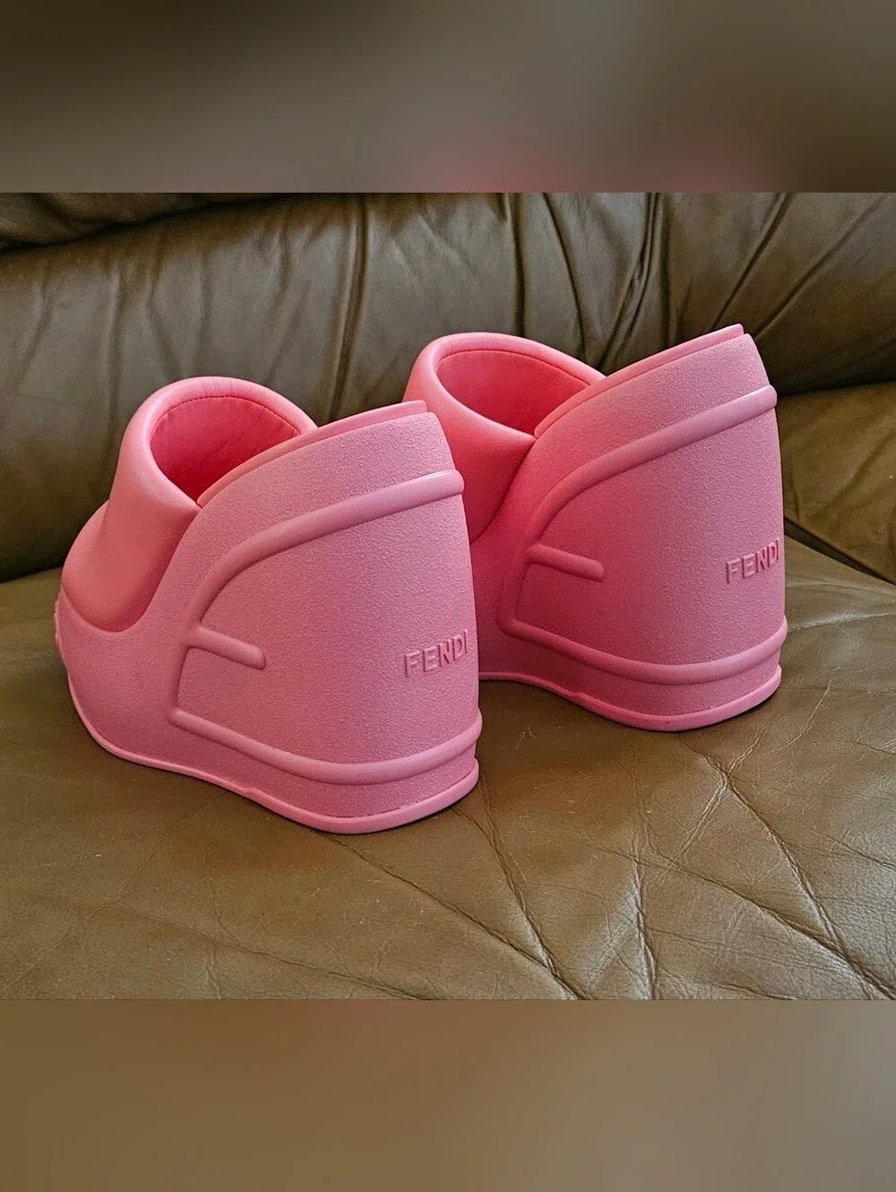 New Fendi Pink High Platform Slide Mules Size 6 US